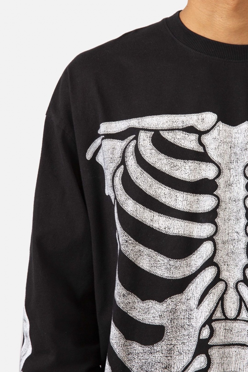 Long Sleeve Tees Mnml Skeleton L/S Tee Noir Homme | TOP-0863986