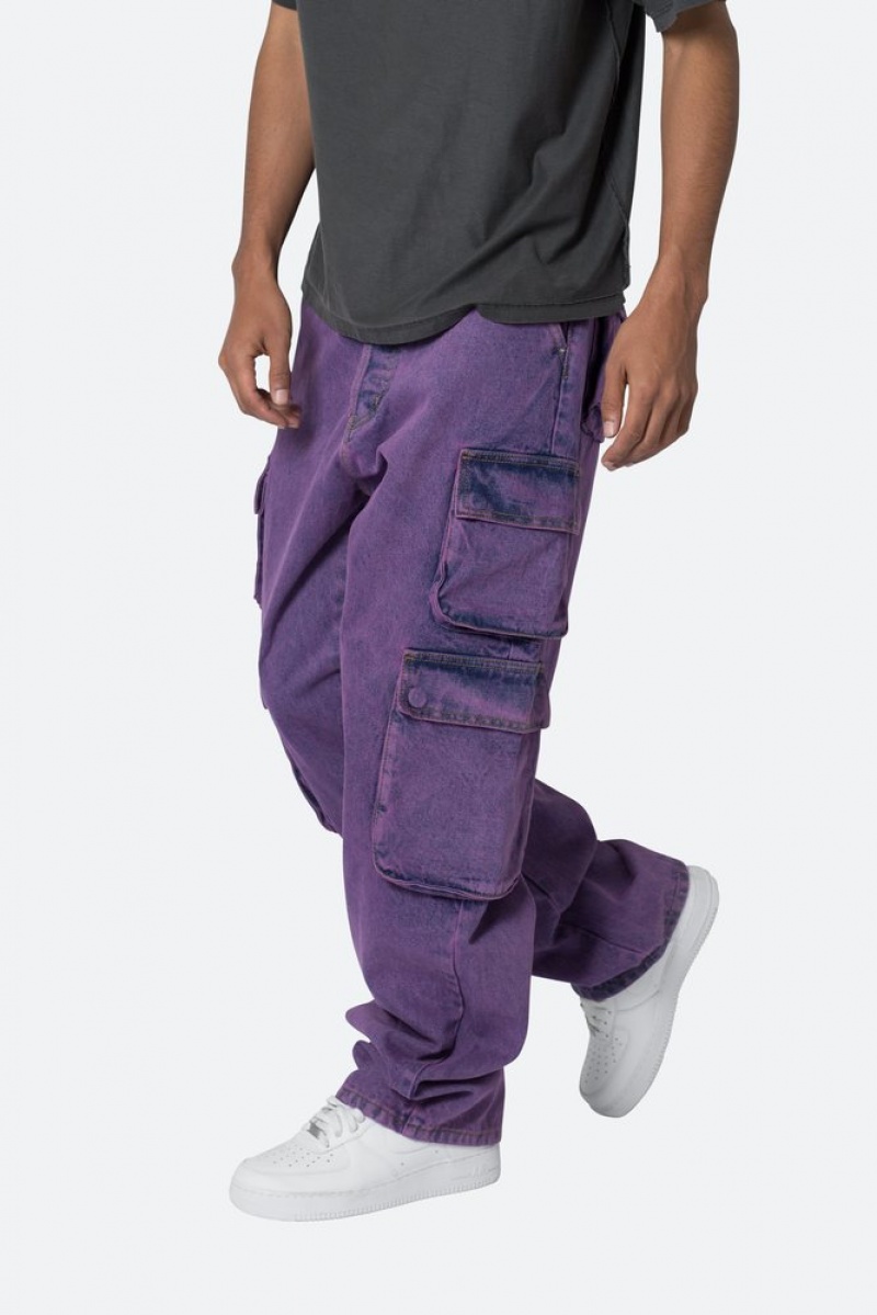 Baggy Denim Mnml V580 Baggy Cargo Pants Violette  | USC-8642541