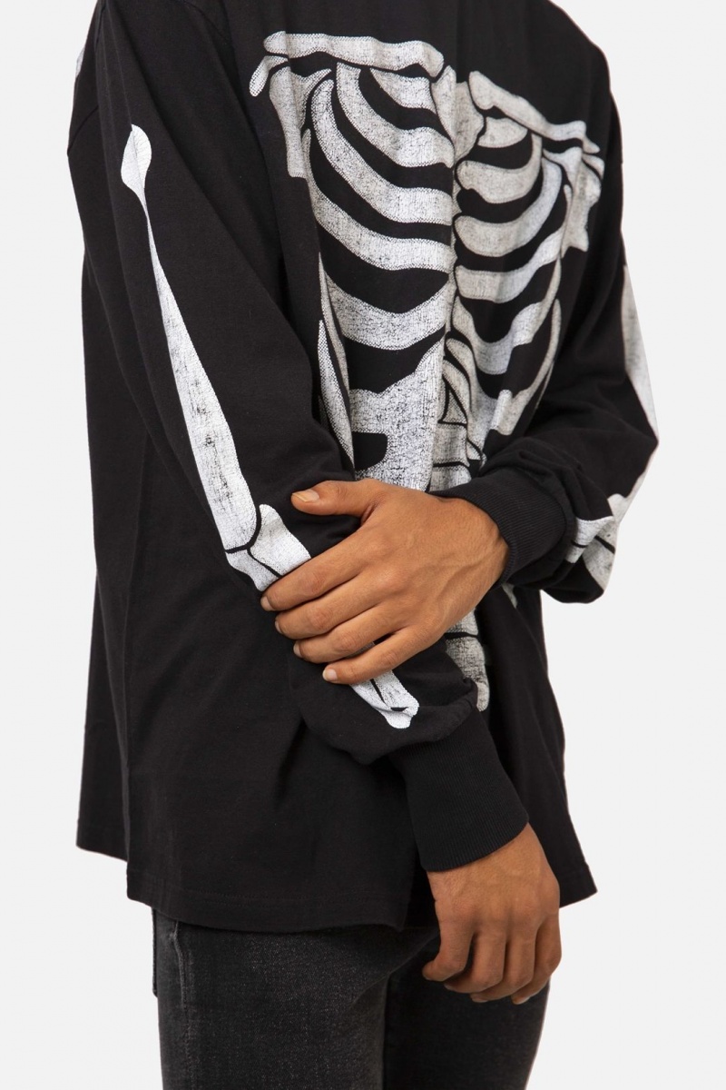 Long Sleeve Tees Mnml Skeleton L/S Tee Noir Homme | TOP-0863986