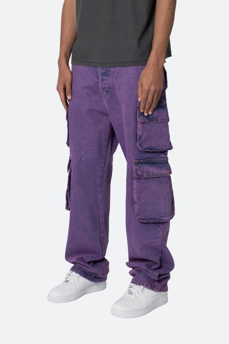 Baggy Denim Mnml V580 Baggy Cargo Pants Violette  | USC-8642541