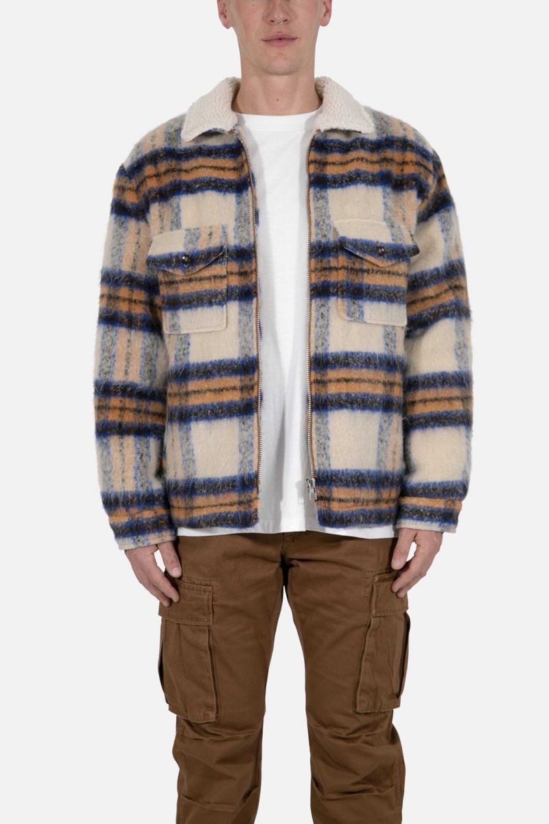 Vestes Mnml Plaid Mohair Jacket Blue/White/Orange Homme | RLZ-6617397