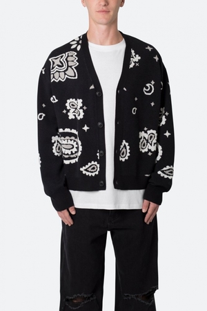 Sweats Mnml Paisley Cardigan Pull Noir  | IJD-6261560