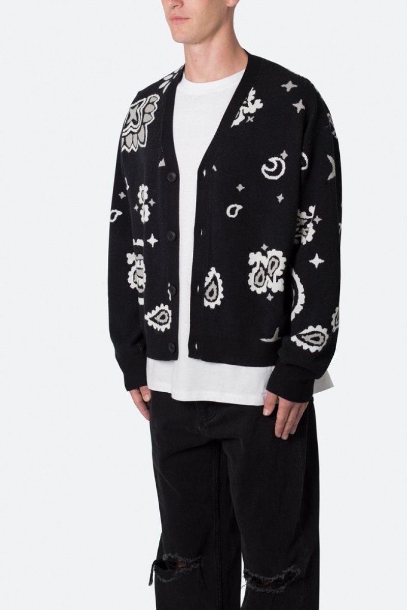 Sweats Mnml Paisley Cardigan Pull Noir  | IJD-6261560