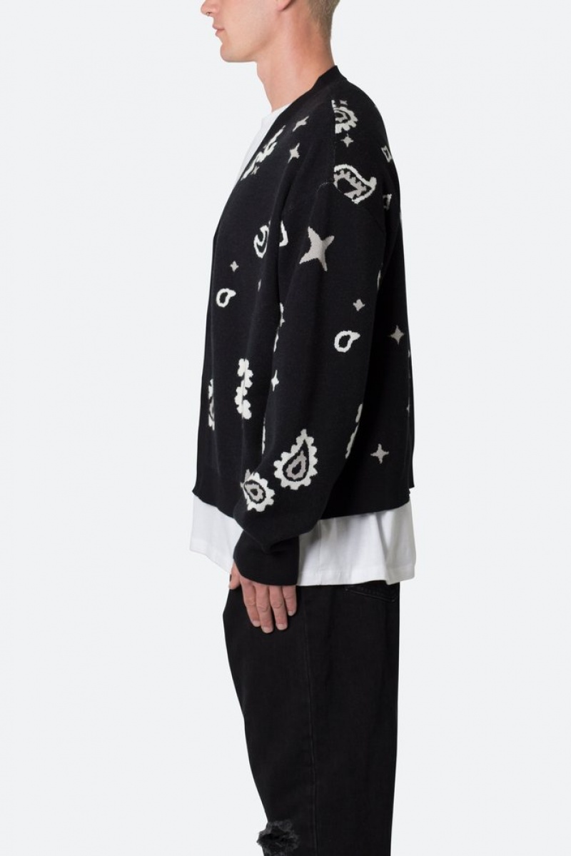 Sweats Mnml Paisley Cardigan Pull Noir  | IJD-6261560