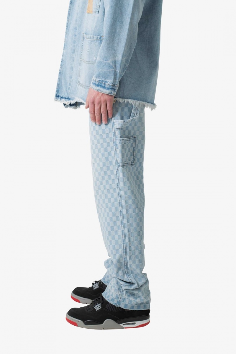 Baggy Denim Mnml Raw Hem Denim Blue/White  | EWH-3056938