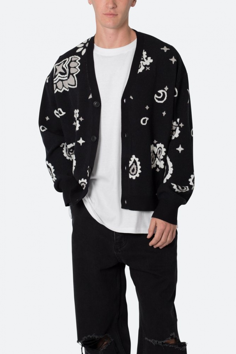 Sweats Mnml Paisley Cardigan Pull Noir  | IJD-6261560