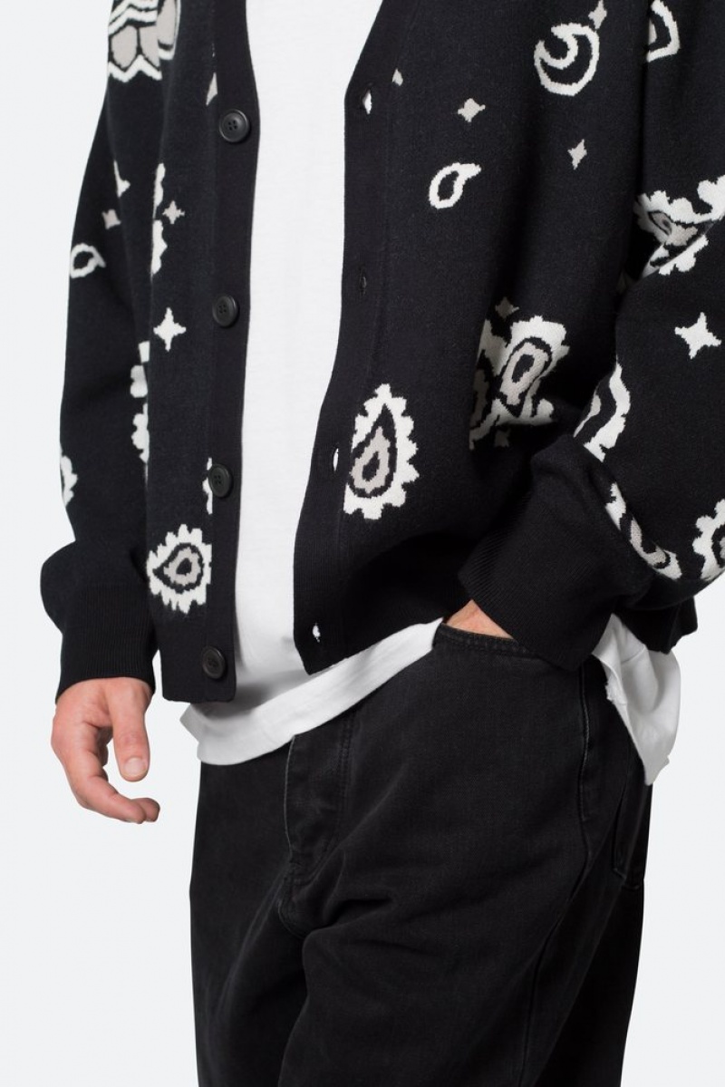 Sweats Mnml Paisley Cardigan Pull Noir  | IJD-6261560