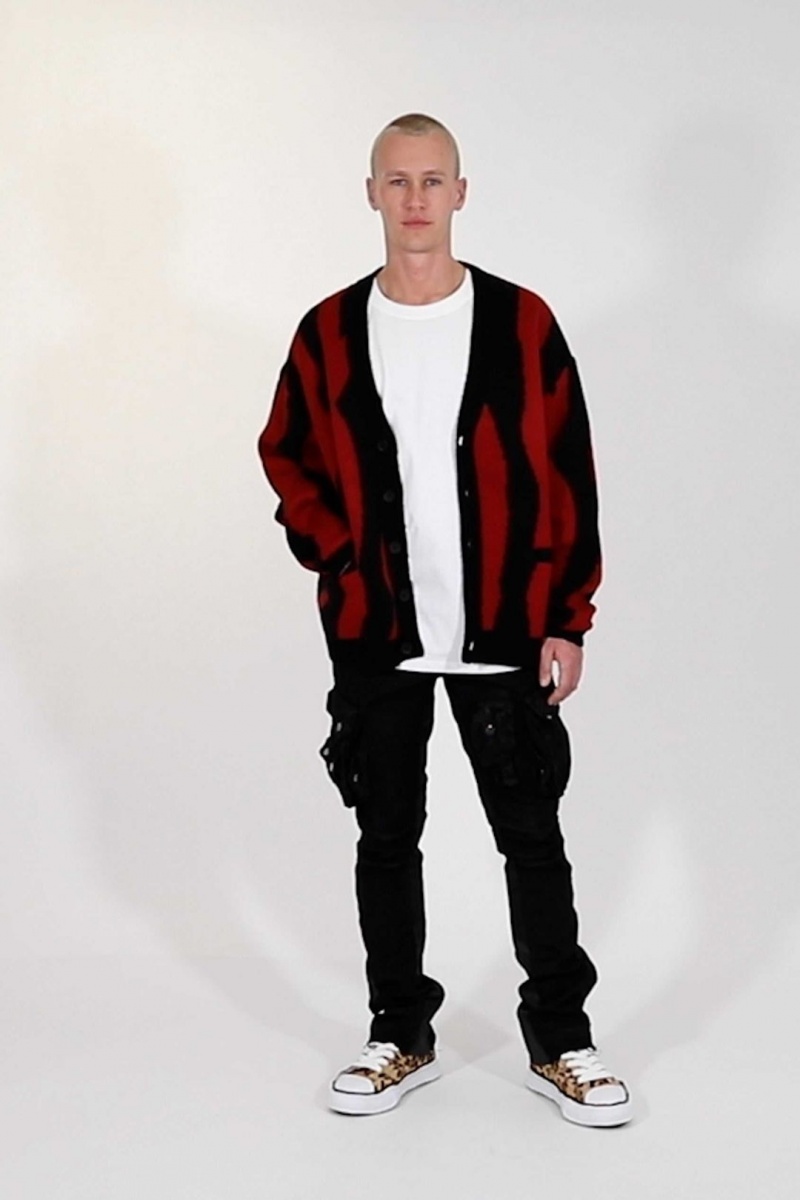 Sweats Mnml Zebra Cardigan Red/Black Homme | AWQ-3164480