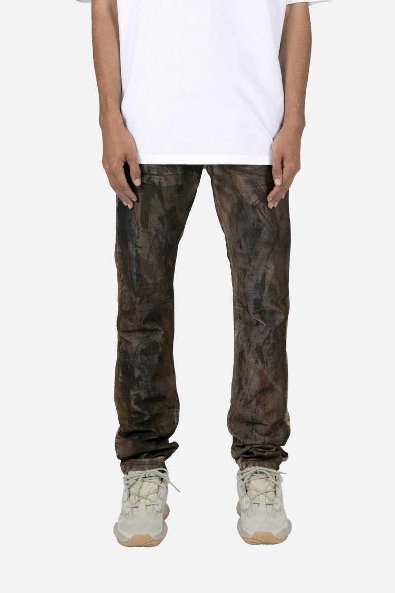 Straight Denim Mnml D452 Camo Droit Denim Marron Homme | UCD-1688815