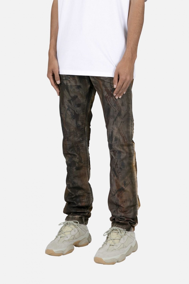 Straight Denim Mnml D452 Camo Droit Denim Marron Homme | UCD-1688815