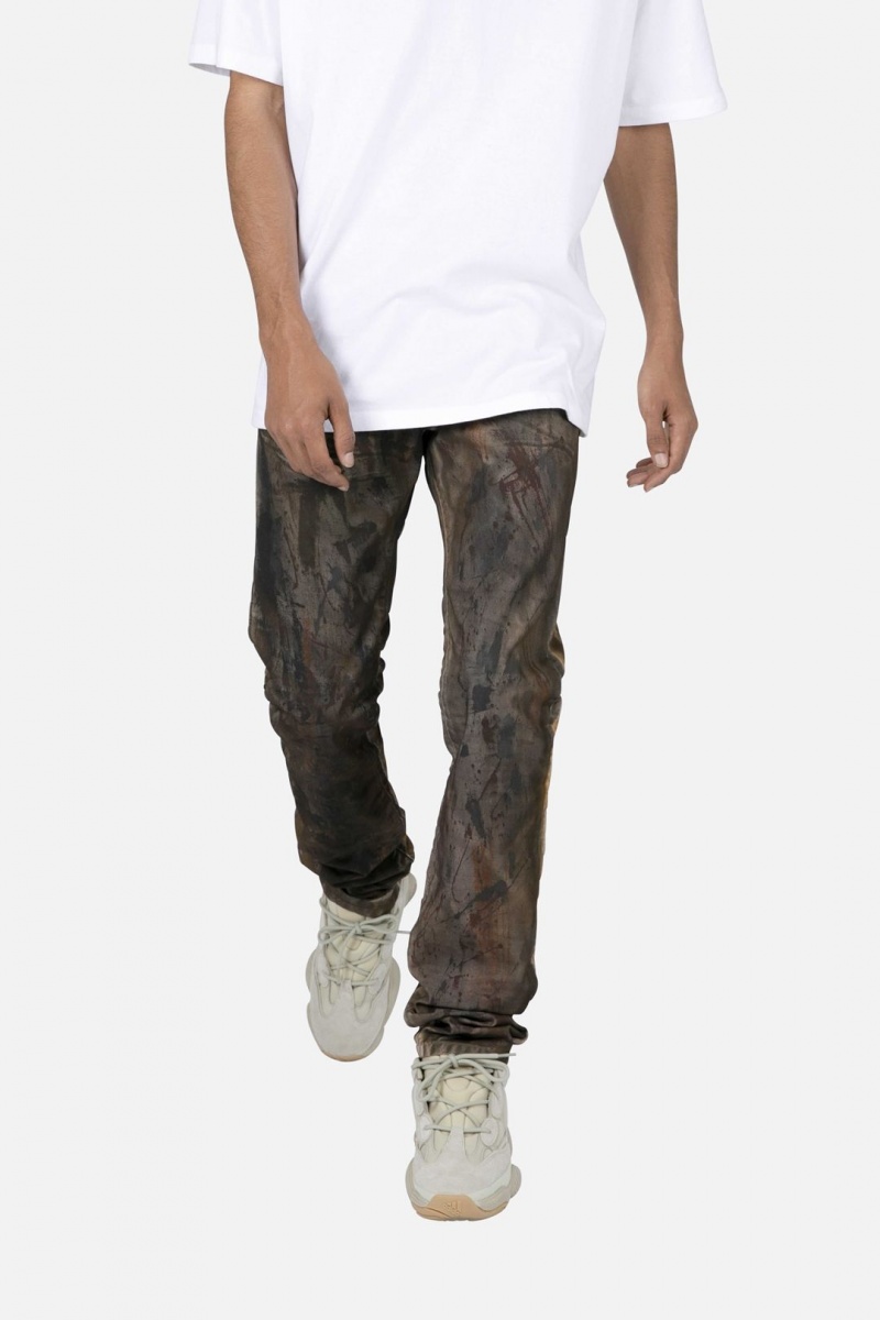 Straight Denim Mnml D452 Camo Droit Denim Marron Homme | UCD-1688815