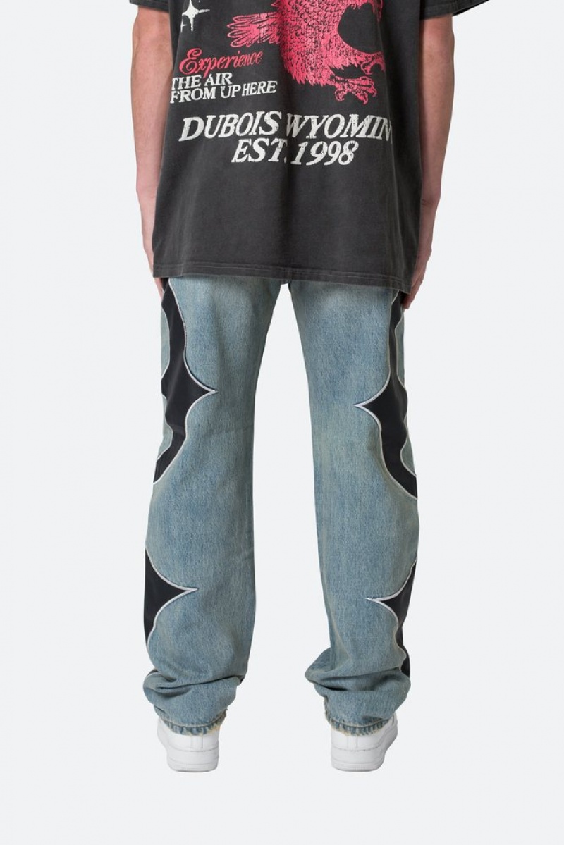 Baggy Denim Mnml Tribal Patched Denim Blue/Black  | GZO-6049810