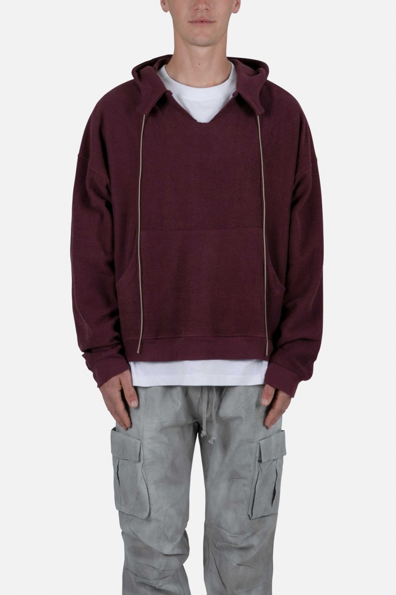 Sweats Mnml Extended Drawcord Hoodie Bordeaux Homme | BXU-5174408