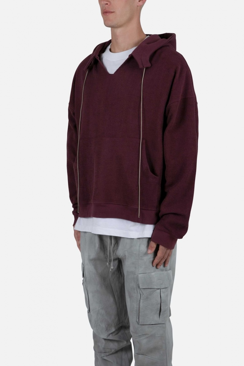 Sweats Mnml Extended Drawcord Hoodie Bordeaux Homme | BXU-5174408