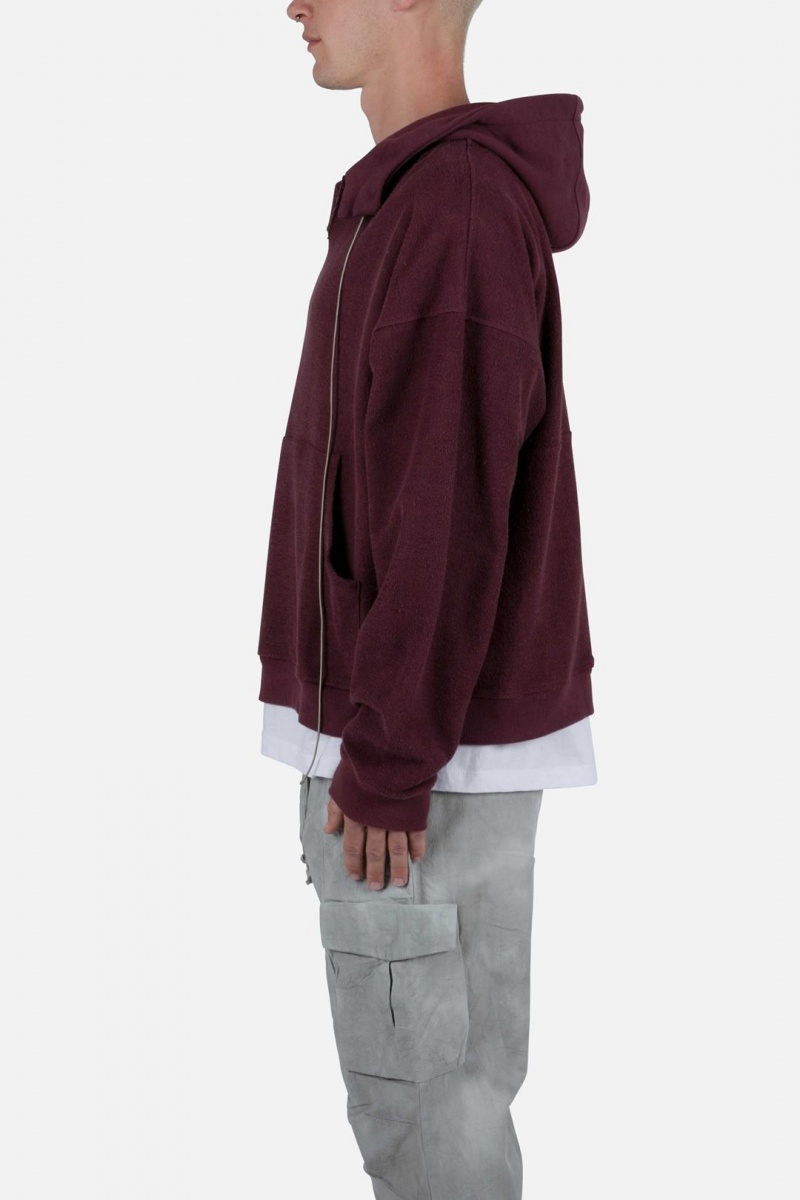 Sweats Mnml Extended Drawcord Hoodie Bordeaux Homme | BXU-5174408