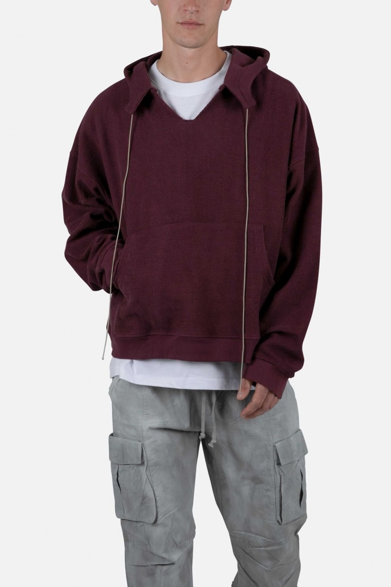 Sweats Mnml Extended Drawcord Hoodie Bordeaux Homme | BXU-5174408