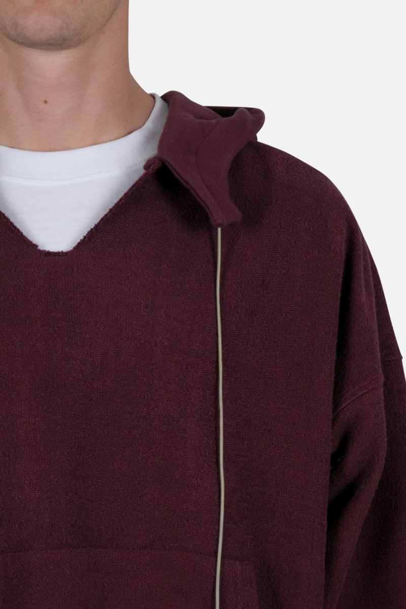 Sweats Mnml Extended Drawcord Hoodie Bordeaux Homme | BXU-5174408