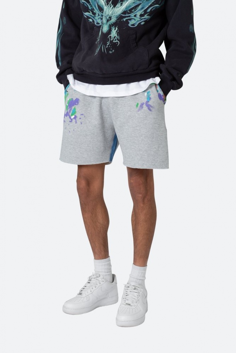 Short Mnml Contrast Paneled Sweatshorts Grise  | OAM-1731176