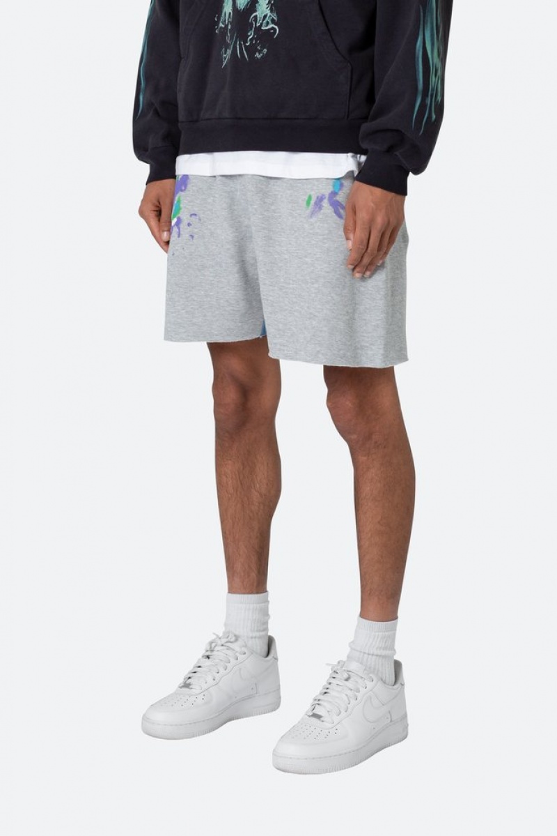 Short Mnml Contrast Paneled Sweatshorts Grise  | OAM-1731176