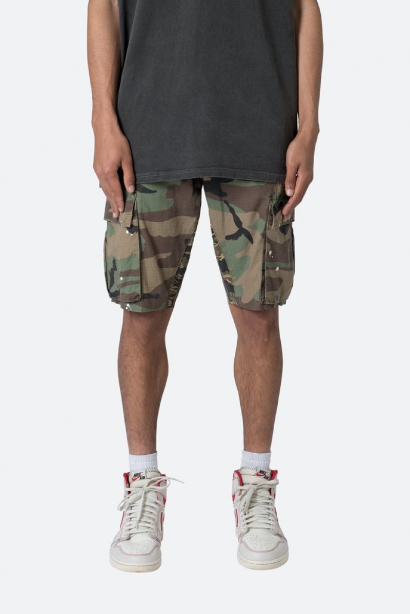 Short Mnml Paneled Cargo Shorts Camouflage  | GUV-5435069