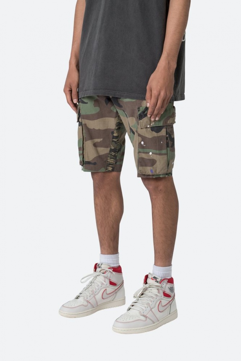 Short Mnml Paneled Cargo Shorts Camouflage  | GUV-5435069