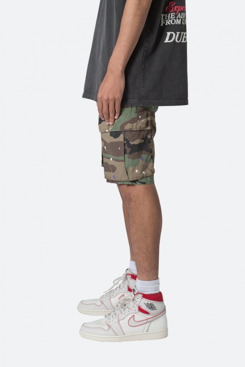 Short Mnml Paneled Cargo Shorts Camouflage  | GUV-5435069