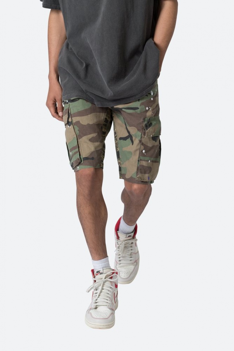 Short Mnml Paneled Cargo Shorts Camouflage  | GUV-5435069