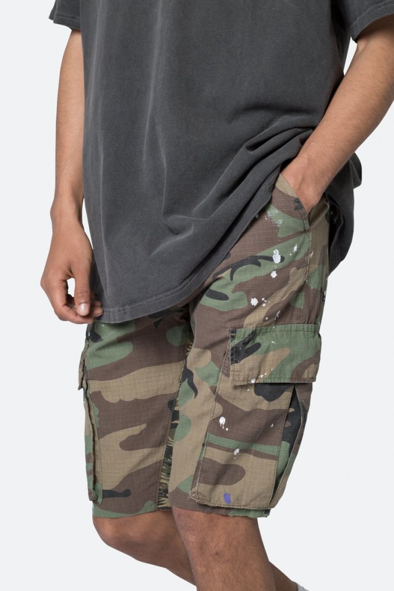 Short Mnml Paneled Cargo Shorts Camouflage  | GUV-5435069