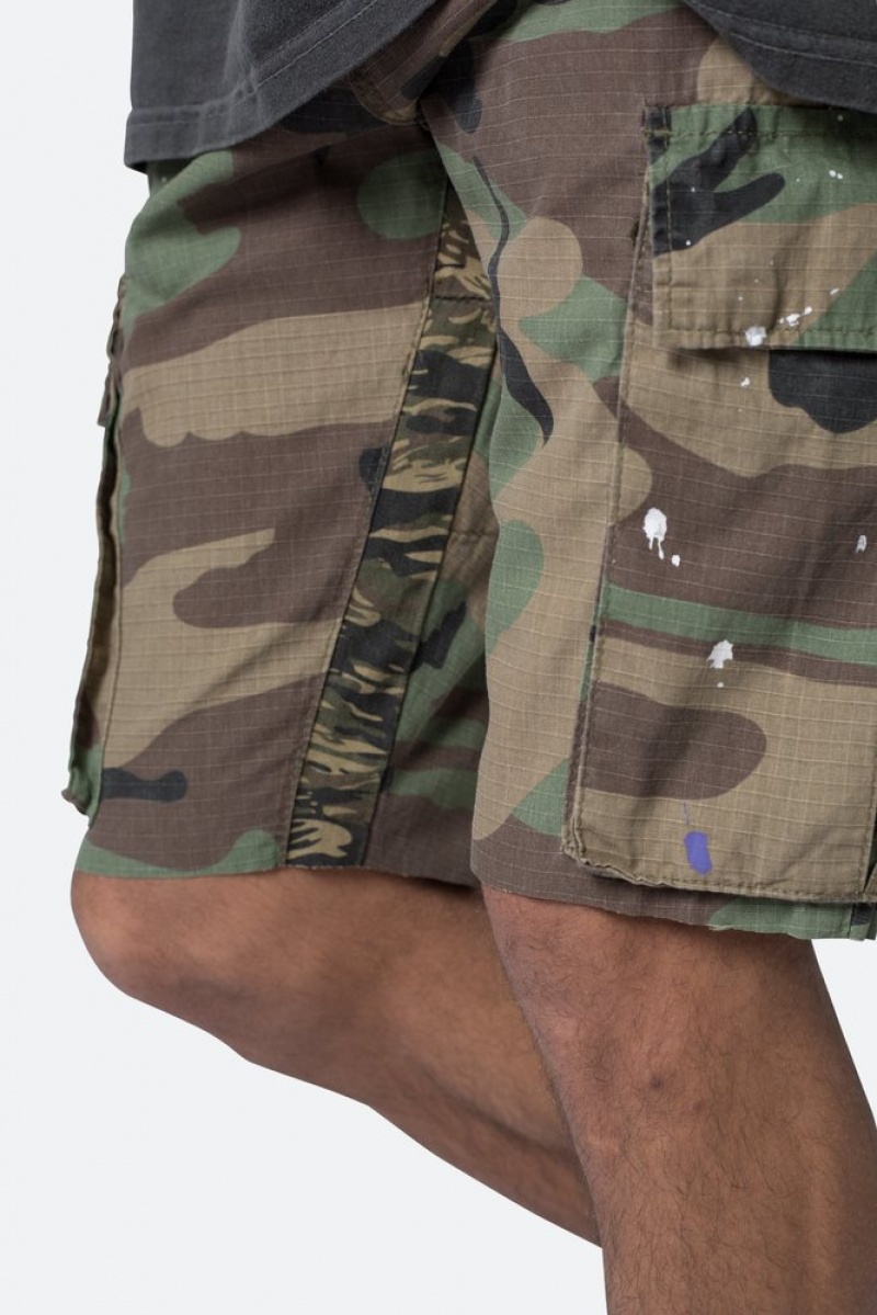 Short Mnml Paneled Cargo Shorts Camouflage  | GUV-5435069