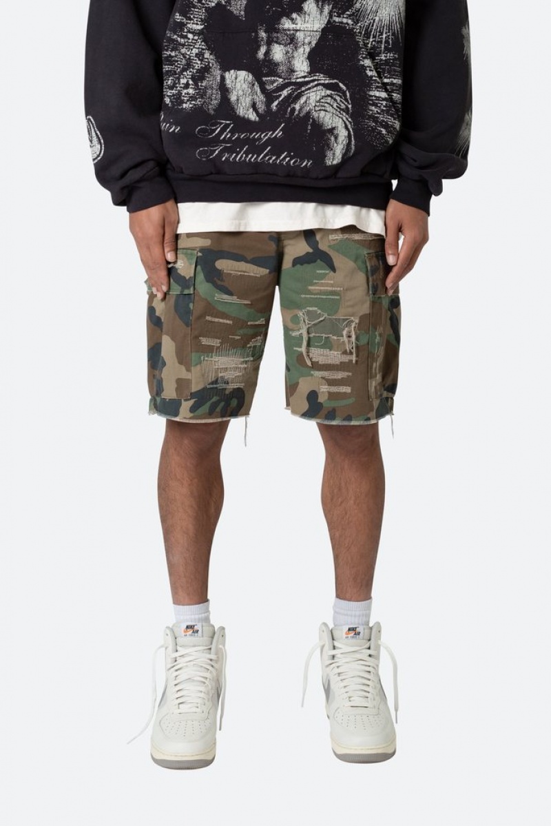 Short Mnml Distressed Cargo Shorts Camouflage  | UFU-7700212