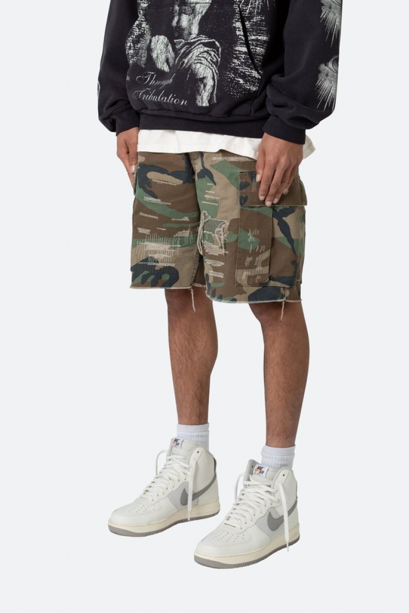 Short Mnml Distressed Cargo Shorts Camouflage  | UFU-7700212