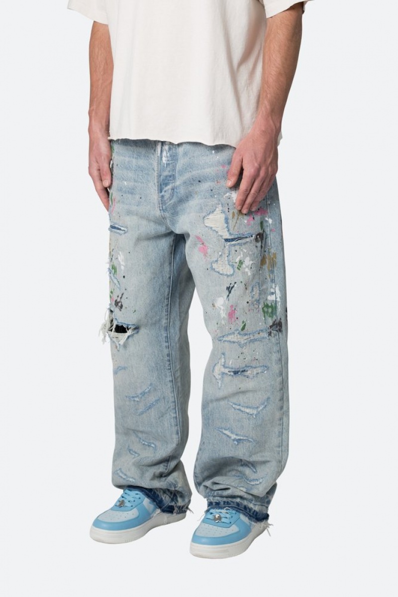 Baggy Denim Mnml Ultra Baggy Paint Denim Bleu  | NEH-2583570