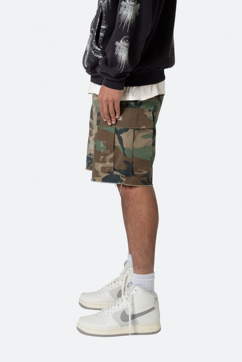 Short Mnml Distressed Cargo Shorts Camouflage  | UFU-7700212