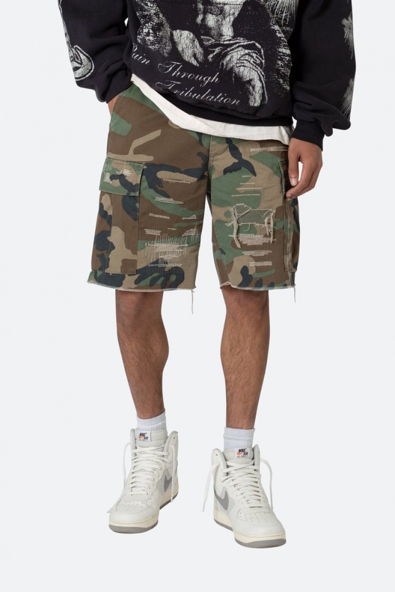 Short Mnml Distressed Cargo Shorts Camouflage  | UFU-7700212