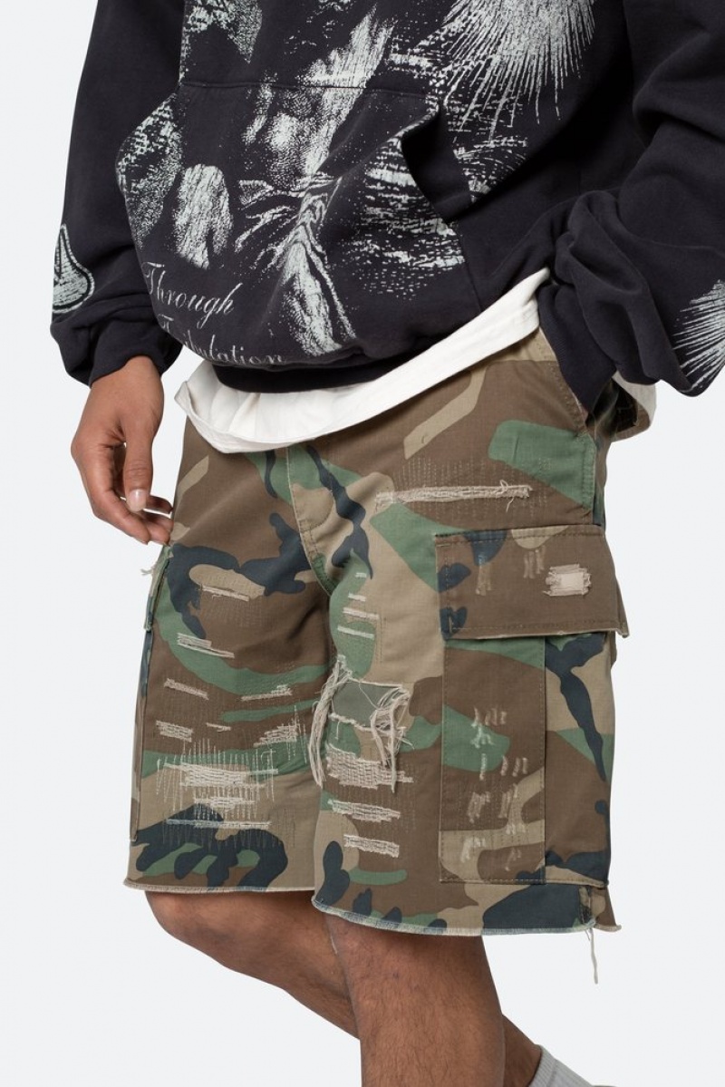 Short Mnml Distressed Cargo Shorts Camouflage  | UFU-7700212