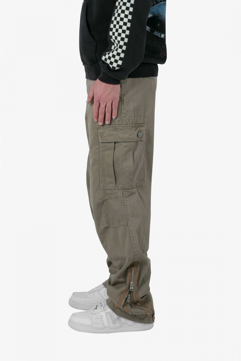 Cargos Mnml Zippé Denim Cargo Pants Kaki Homme | ARJ-4007051