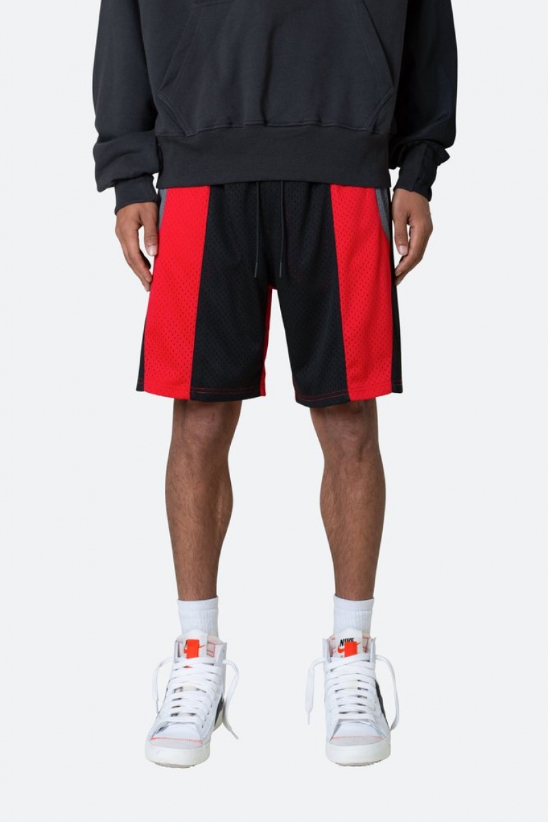 Short Mnml Mesh Paneled Shorts Black/Red  | QKO-9634357