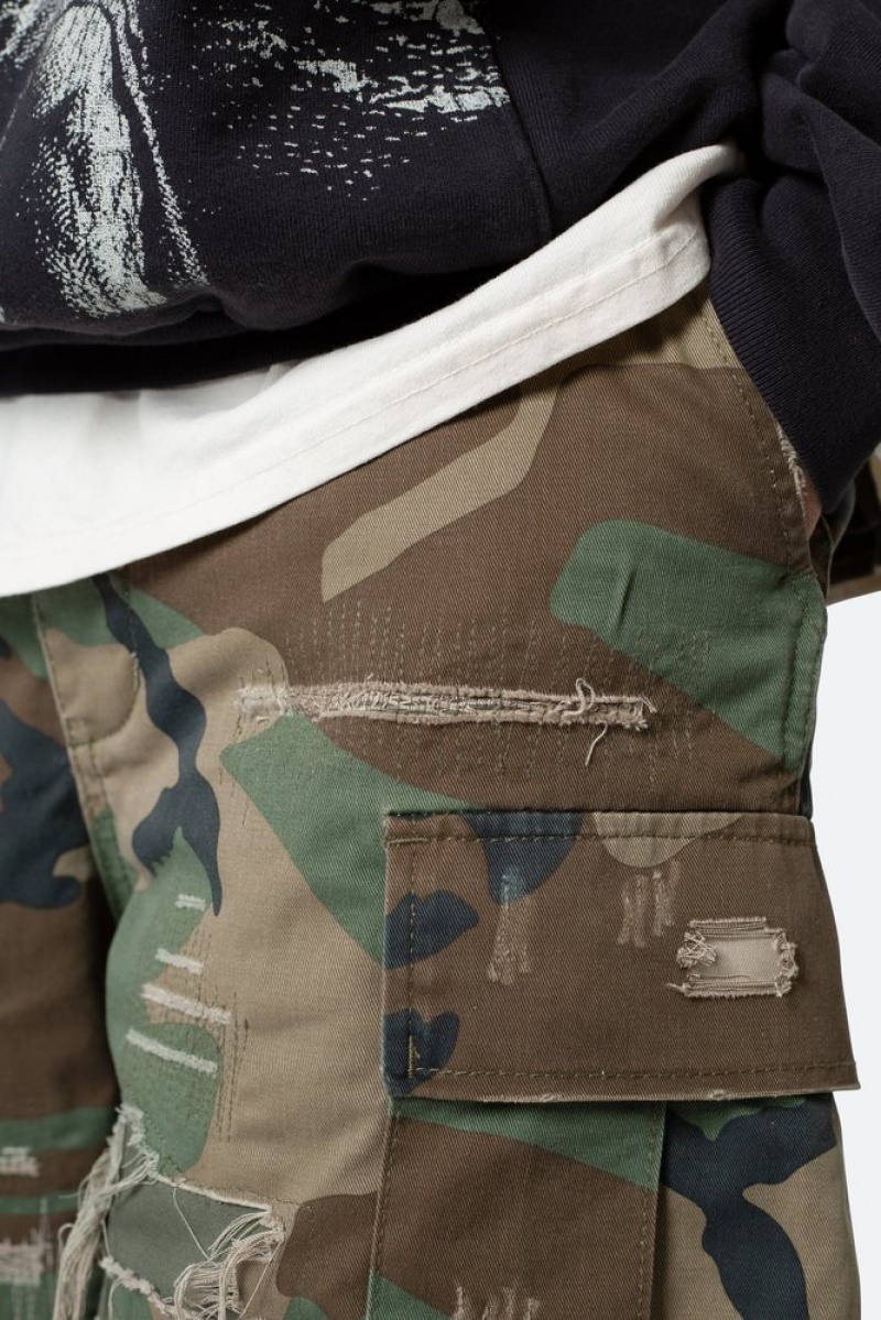 Short Mnml Distressed Cargo Shorts Camouflage  | UFU-7700212