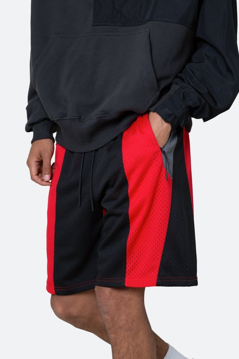 Short Mnml Mesh Paneled Shorts Black/Red  | QKO-9634357