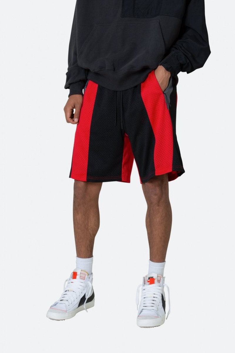 Short Mnml Mesh Paneled Shorts Black/Red  | QKO-9634357