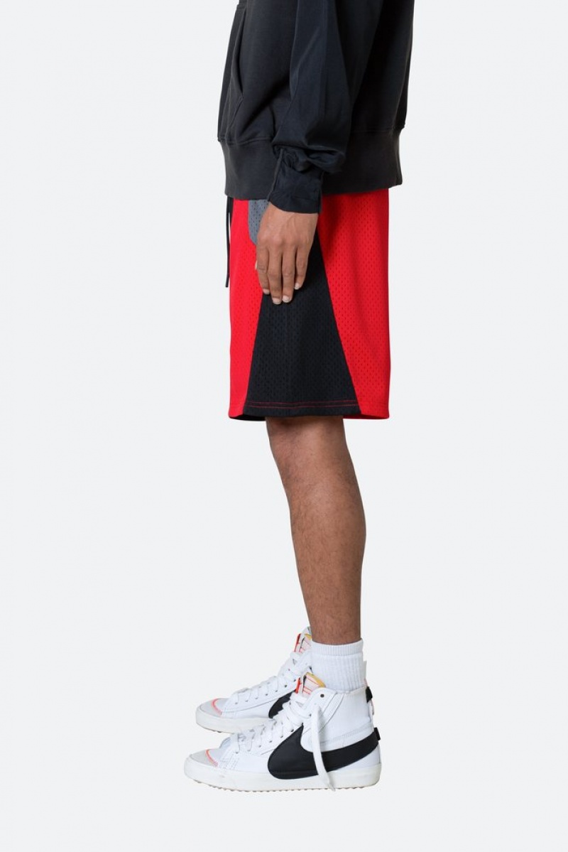 Short Mnml Mesh Paneled Shorts Black/Red  | QKO-9634357