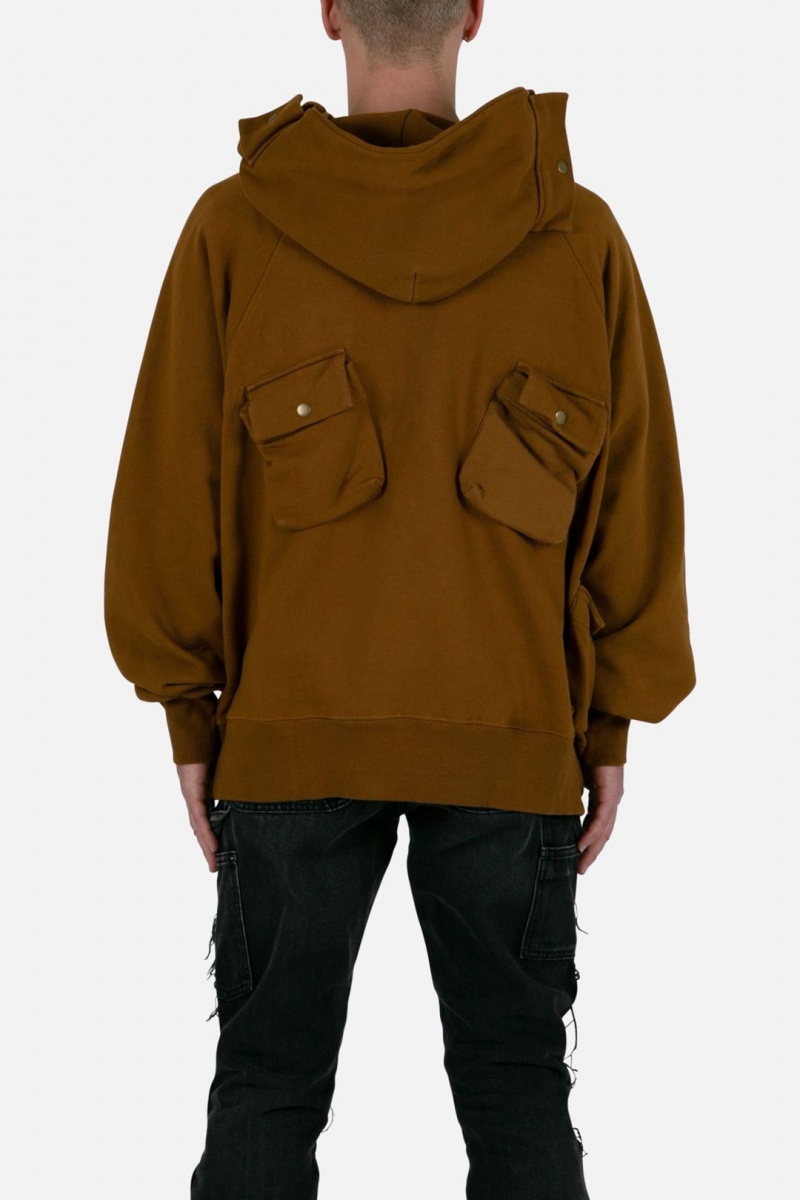 Sweats Mnml Vintage Cargo Pocket Hoodie Marron Homme | YYU-3567593