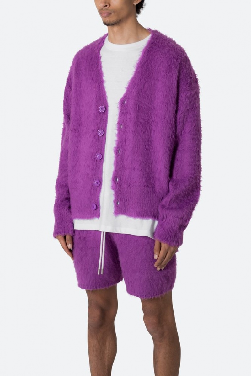 Sweats Mnml Fuzzy Cardigan Pull Violette  | FJR-9358452