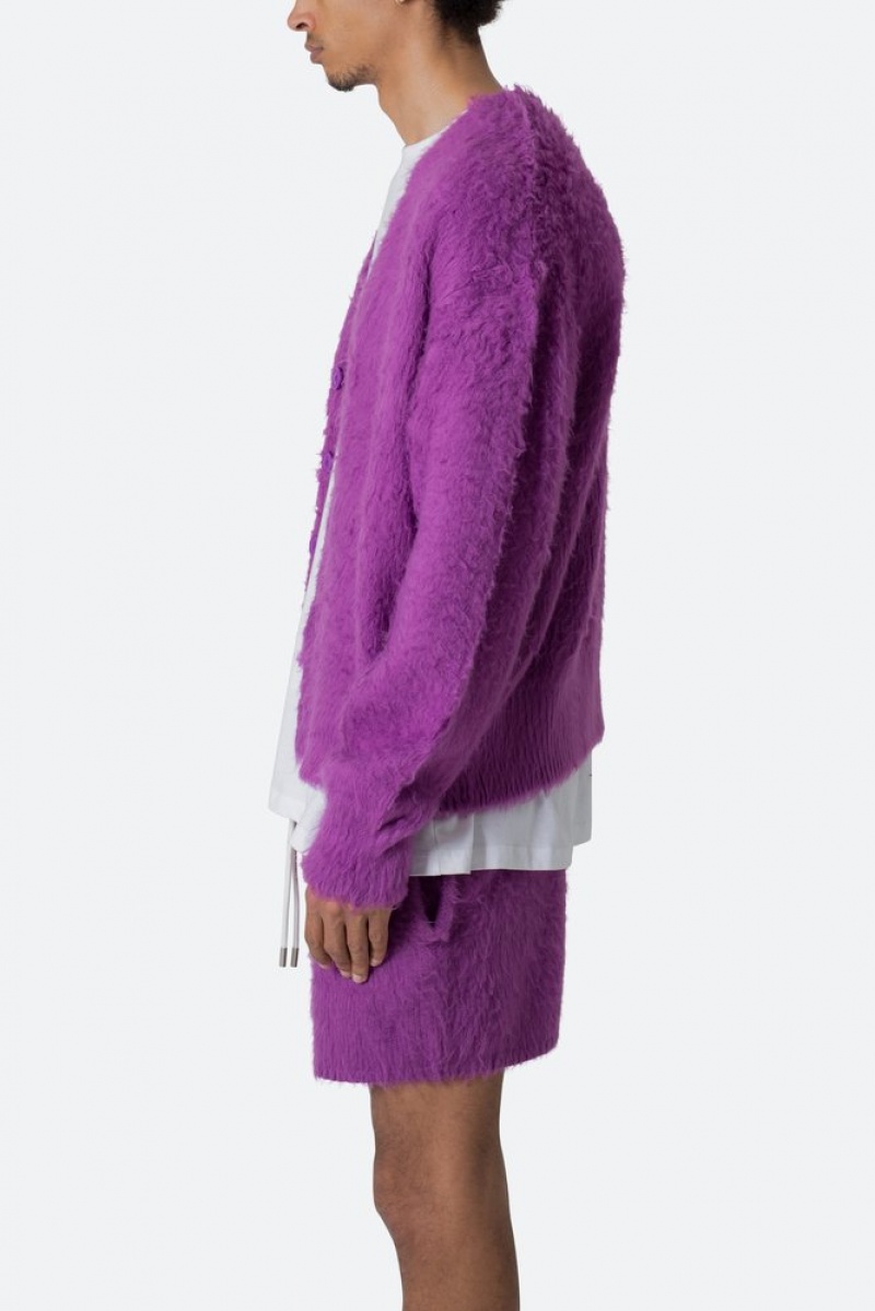 Sweats Mnml Fuzzy Cardigan Pull Violette  | FJR-9358452