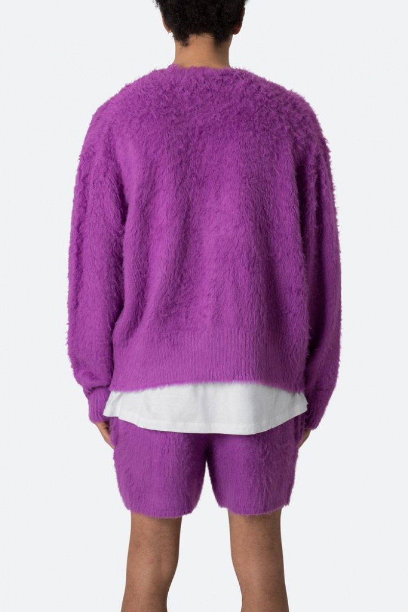 Sweats Mnml Fuzzy Cardigan Pull Violette  | FJR-9358452