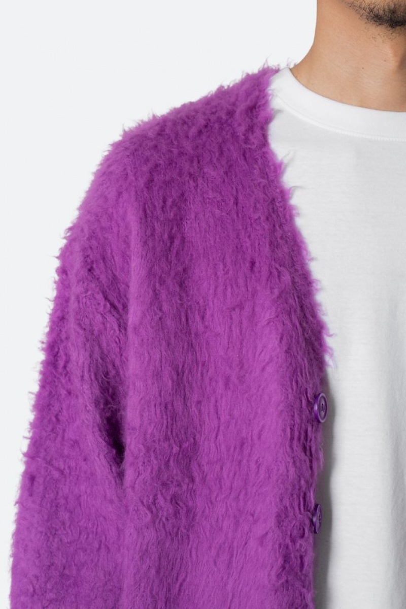 Sweats Mnml Fuzzy Cardigan Pull Violette  | FJR-9358452