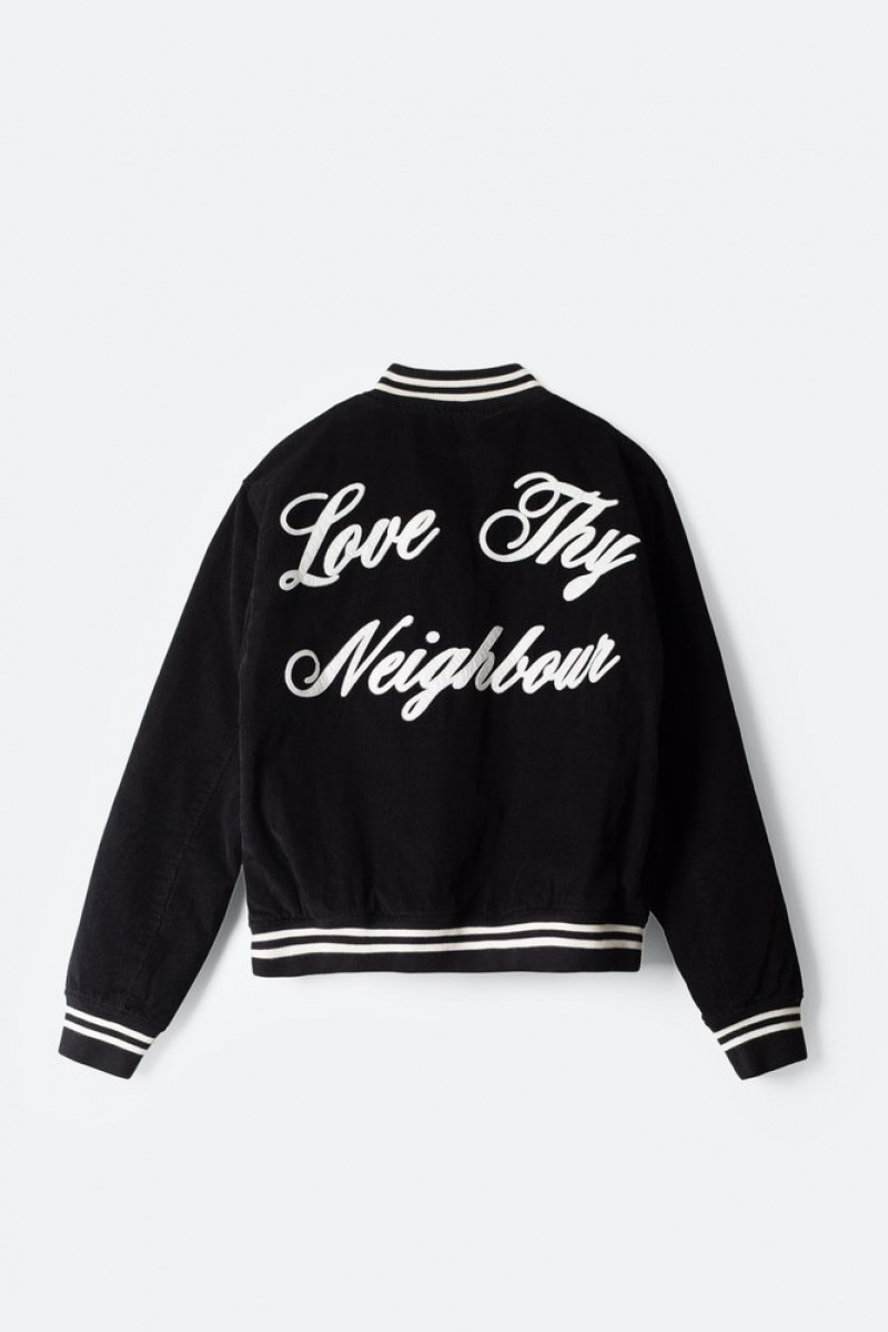 Vestes Mnml Love Thy Neighbour Varsity Jacket Noir  | IJR-2959346