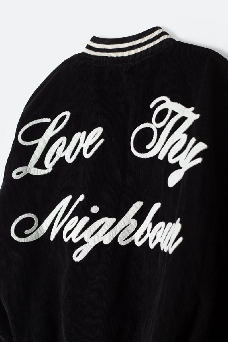 Vestes Mnml Love Thy Neighbour Varsity Jacket Noir  | IJR-2959346