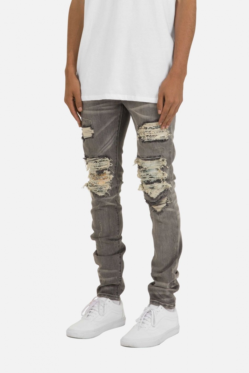 Skinny Denim Mnml X284 Moto Mince Denim Grey/Blue Homme | MTD-1040741