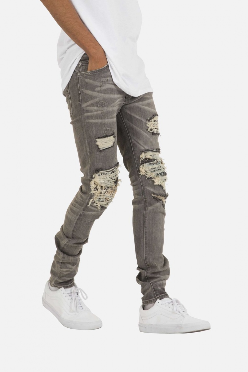 Skinny Denim Mnml X284 Moto Mince Denim Grey/Blue Homme | MTD-1040741